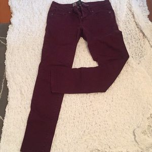 5 pocket maroon skinny jeans